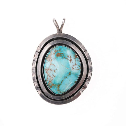 Vintage W Johnson Navajo Sterling and turquoise pendant - Estate Fresh Austin