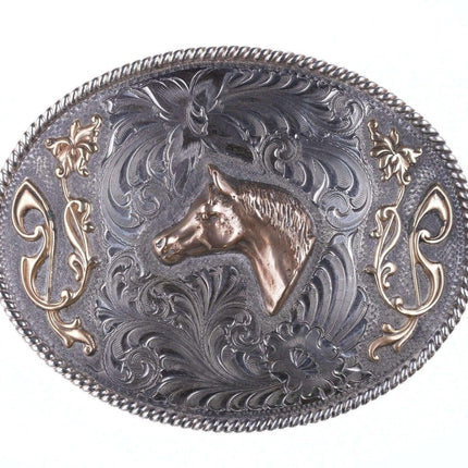 vintage Wage's Sterling Hand Engraved horse belt buckle - Estate Fresh Austin
