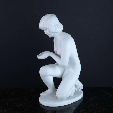 Vintage Wallendorf Porcelain Woman White Bisque Figure - Estate Fresh Austin