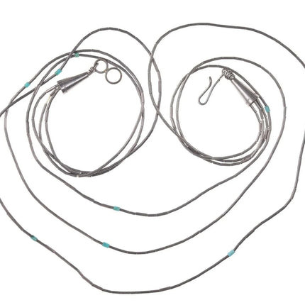 Vintage Woven Native American Liquid Silver/turquoise necklace 1 - Estate Fresh Austin