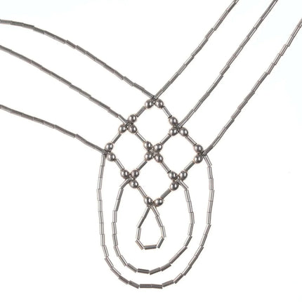 Vintage Woven Native American Liquid Silver/turquoise necklace 2 - Estate Fresh Austin