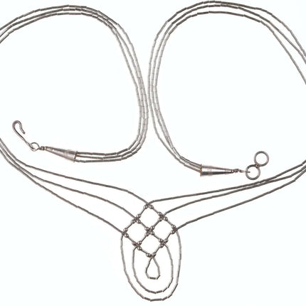 Vintage Woven Native American Liquid Silver/turquoise necklace 2 - Estate Fresh Austin