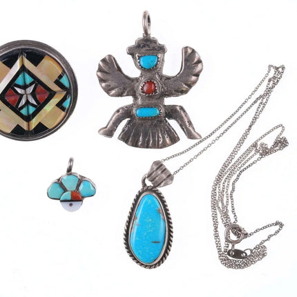 Vintage Zuni and Navajo Sterling and stone pendants - Estate Fresh Austin