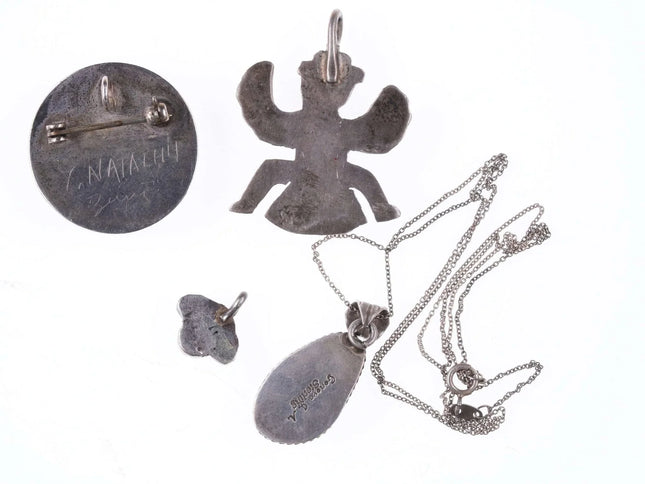 Vintage Zuni and Navajo Sterling and stone pendants - Estate Fresh Austin