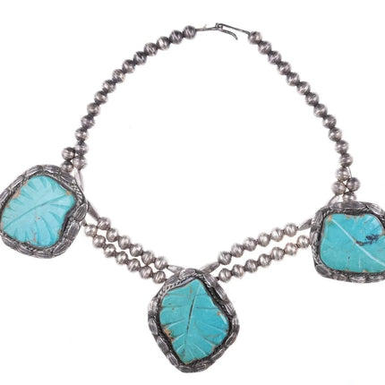 Vintage Zuni Carved turquoise choker necklace - Estate Fresh Austin