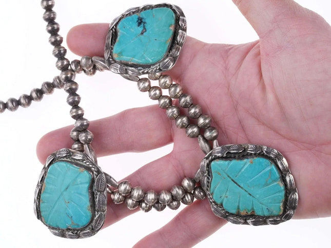 Vintage Zuni Carved turquoise choker necklace - Estate Fresh Austin