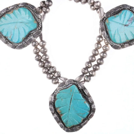 Vintage Zuni Carved turquoise choker necklace - Estate Fresh Austin