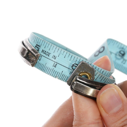 6" Vintage Zuni carved turquoise row cuff bracelet w/stamped carinated silver edges - Estate Fresh Austin