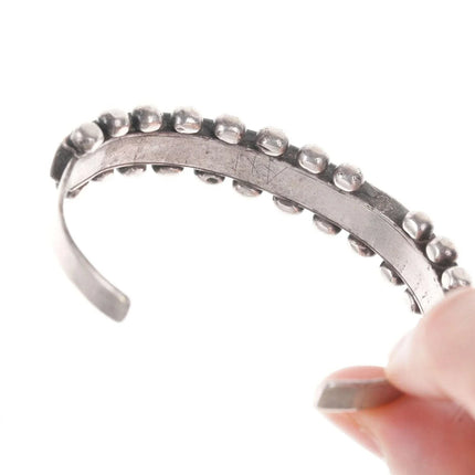 6.25" Vintage Zuni Channel inlay sterling jet cuff bracelet - Estate Fresh Austin