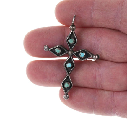 Vintage Zuni Coral/Turquoise Reversible Sterling cross pendant - Estate Fresh Austin