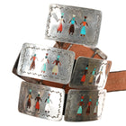 Vintage Zuni flush inlay sterling concho belt - Estate Fresh Austin