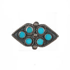 Vintage Zuni Flush inlay turquoise sterling pin with rope edge - Estate Fresh Austin