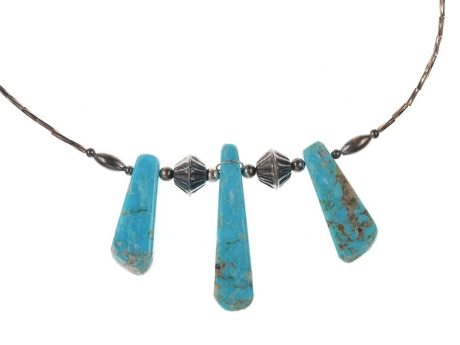 Vintage Zuni Native American Sterling turquoise and shell necklace. - Estate Fresh Austin