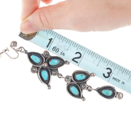 Vintage Zuni Native American Sterling turquoise Chandelier style screw back earr - Estate Fresh Austin