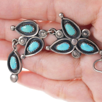 Vintage Zuni Native American Sterling turquoise Chandelier style screw back earr - Estate Fresh Austin