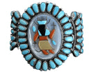 Vintage Zuni Petit point Turquoise and Multistone inlay Cuff bracelet - Estate Fresh Austin