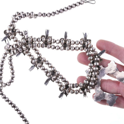 Vintage Zuni Petit point turquoise sterling squash blossom necklace - Estate Fresh Austin