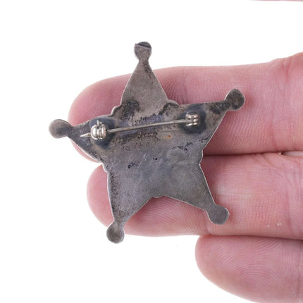 Vintage Zuni sterling silver and coral needlepoint star pin - Estate Fresh Austin