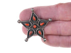 Vintage Zuni sterling silver and coral needlepoint star pin - Estate Fresh Austin