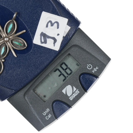 Vintage Zuni silver needlepoint turquoise pendant - Estate Fresh Austin