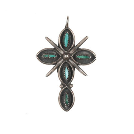 Vintage Zuni silver needlepoint turquoise pendant - Estate Fresh Austin