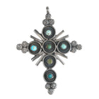 Vintage Zuni silver snake eye turquoise cross pendant - Estate Fresh Austin