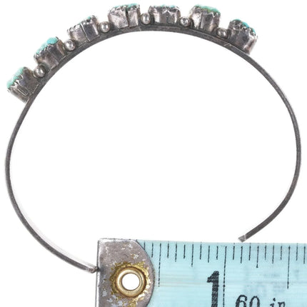 6.12" Vintage Zuni Sterling carved turquoise row cuff bracelet - Estate Fresh Austin