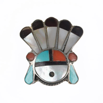 Vintage Zuni sterling channel inlay sunface pin v - Estate Fresh Austin