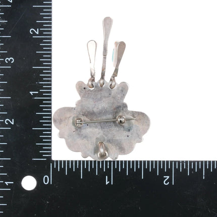 Vintage Zuni sterling channel inlay sunface pin with danglies - Estate Fresh Austin