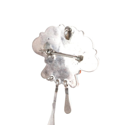 Vintage Zuni sterling channel inlay sunface pin with danglies - Estate Fresh Austin