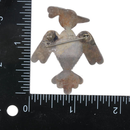 Vintage Zuni sterling channel inlay thunderbird pin with cool wings - Estate Fresh Austin