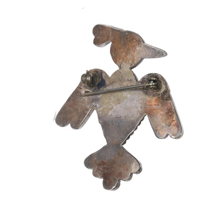 Vintage Zuni sterling channel inlay thunderbird pin with cool wings - Estate Fresh Austin