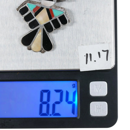 Vintage Zuni sterling channel inlay thunderbird pin with yellow shell - Estate Fresh Austin
