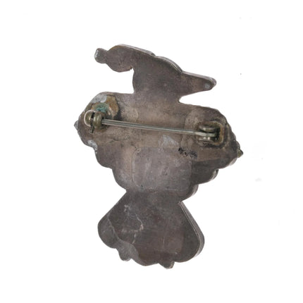 Vintage Zuni sterling channel inlay thunderbird pin with yellow shell - Estate Fresh Austin