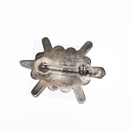 Vintage Zuni sterling cowrie shell turquoise inlay pin - Estate Fresh Austin