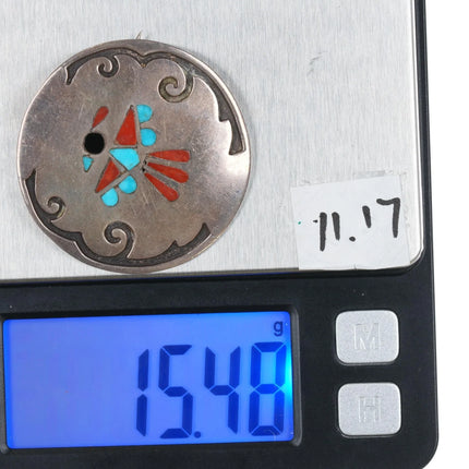 Vintage Zuni sterling flush inlay thunderbird pendant/pin - Estate Fresh Austin