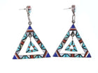 Vintage Zuni sterling Intarsia Inlay Chandelier earrings - Estate Fresh Austin