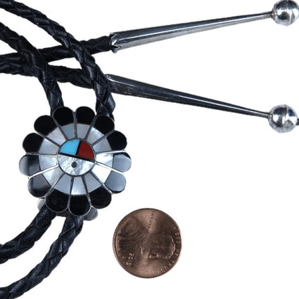 Vintage Zuni Sterling Silver Inlaid Multistone Bolo Tie - Estate Fresh Austin