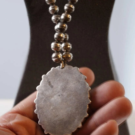 Vintage Zuni Sterling/turquoise/multi-stone inlay kachina necklace - Estate Fresh Austin