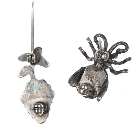 Vintage Zuni/Navajo sterling flower and insect pins w/ turquoise - Estate Fresh Austin