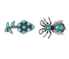 Vintage Zuni/Navajo sterling flower and insect pins w/ turquoise - Estate Fresh Austin