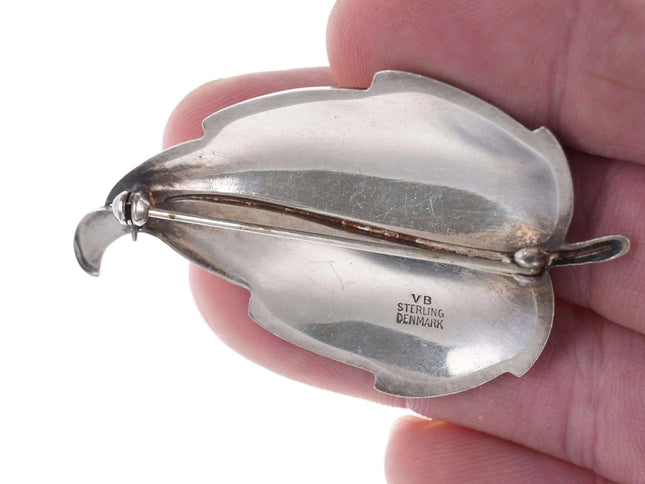 Volmer Bahner Danish Sterling Guilloche Leaf pin - Estate Fresh Austin