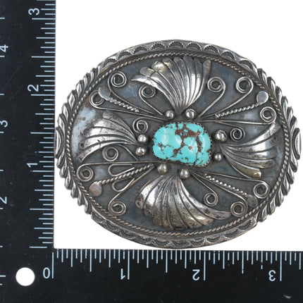 W Dodson Navajo Sterling and turquoise belt buckle - Estate Fresh Austin