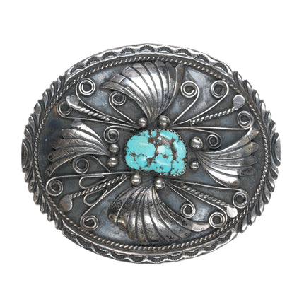 W Dodson Navajo Sterling and turquoise belt buckle - Estate Fresh Austin