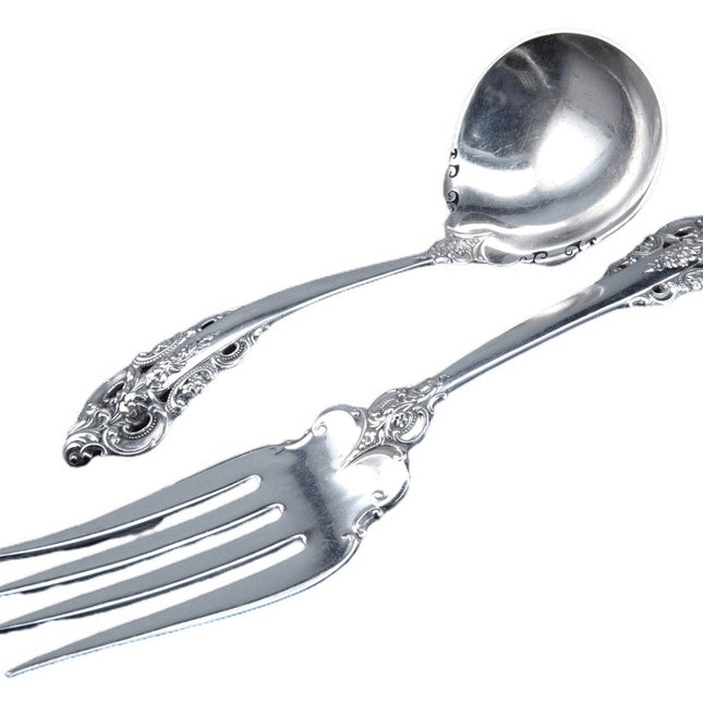 Wallace grand baroque sterling gravy ladle and cold meat fork - Estate Fresh Austin