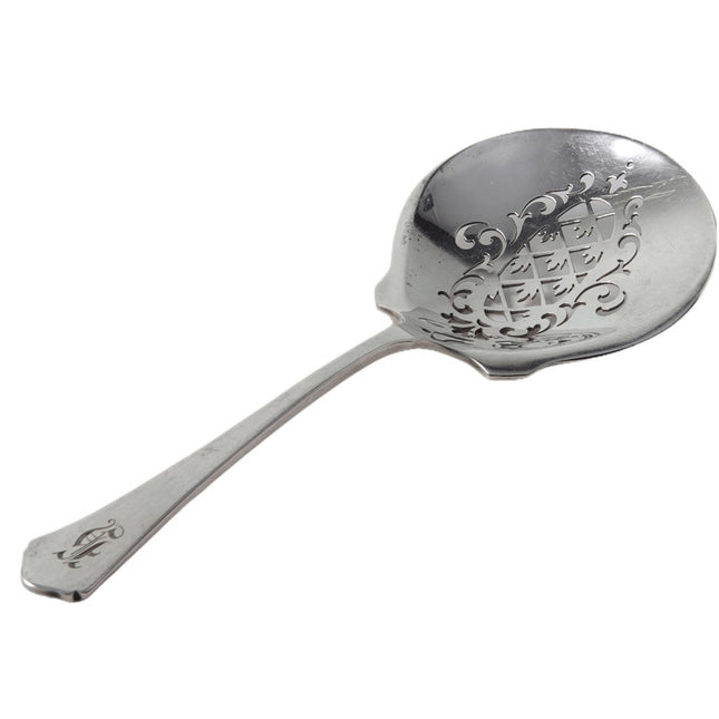 Wallace Sterling Antique Pattern Pierced Bon bon Spoon with monogram - Estate Fresh Austin