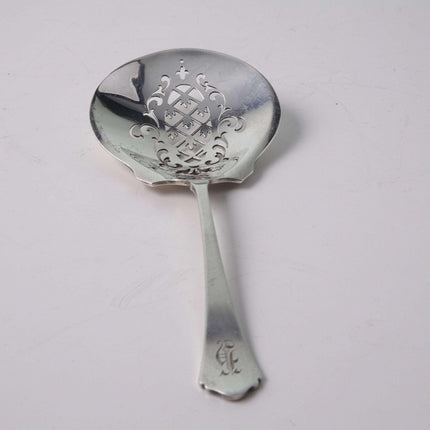 Wallace Sterling Antique Pattern Pierced Bon bon Spoon with monogram - Estate Fresh Austin