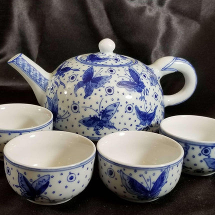 Wan Zhiping Jingdezhen Chinese Blue and White Underglaze tea set - Estate Fresh Austin