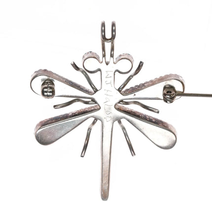 Wayne and Jocelyn Haloo Zuni Dragonfly high grade turquoise/coral/shell pendant/pin - Estate Fresh Austin