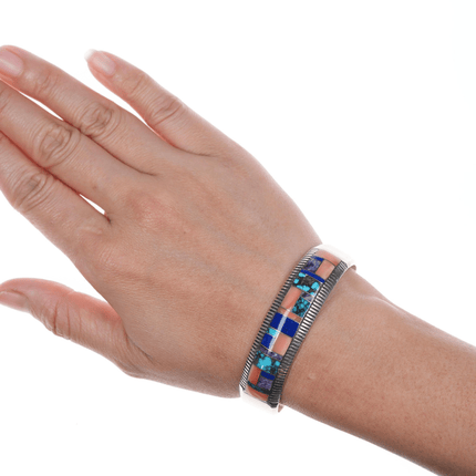 Wayne Muskett - Calvin Begay Canyon collection Sterling Multi - stone inlay cuff bracelet - Estate Fresh Austin